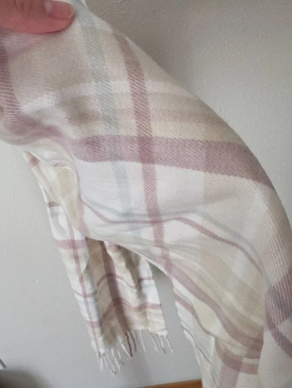 D&Y Dusty Rose and Cream Plaid Scarf
